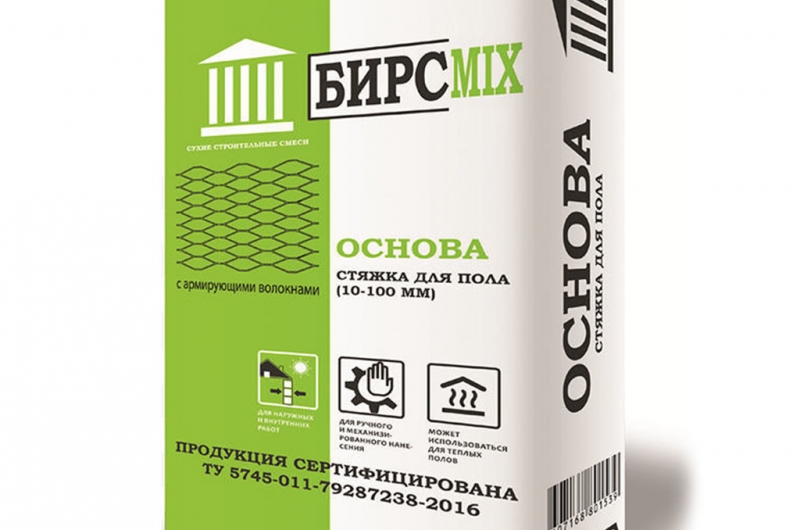 ОСНОВА стяжка для пола для внутр.и наружн.работ,теплый пол 25кг БИРСМIX  пр-во Россия фото