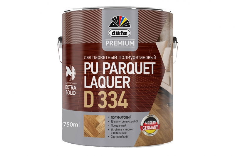 Лак PU PARQUET LAQUER D334 полиуретановый  750мл. паркетный полуматовый Dufa Premium  Россия фото