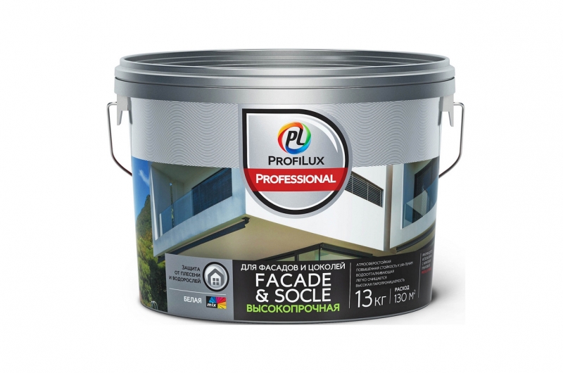 Краска FACADE&SOCLE акриловая для фасадов и цоколей 13кг PROFILUX Professional пр-во Россия фото