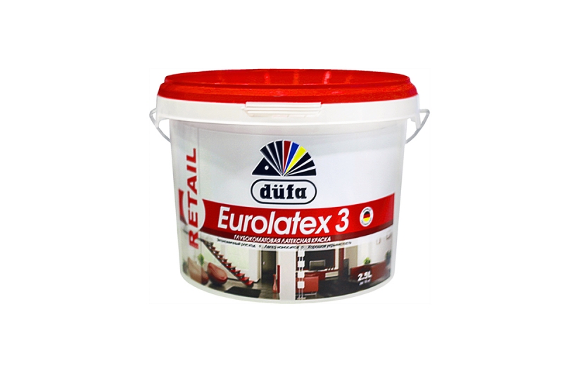 Краска EUROLATEX 3 глубокомат.интерьерная  2,5л Dufa Retail  Россия фото